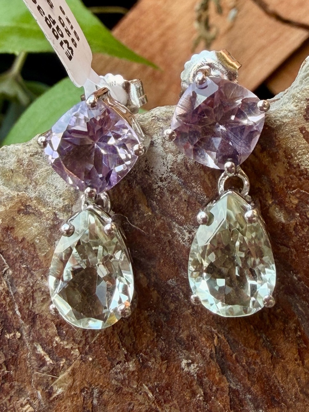 Gorgeous AAA Pink & Green Amethyst 9.00 CTW Rhodium Over 925 Silver Earrings